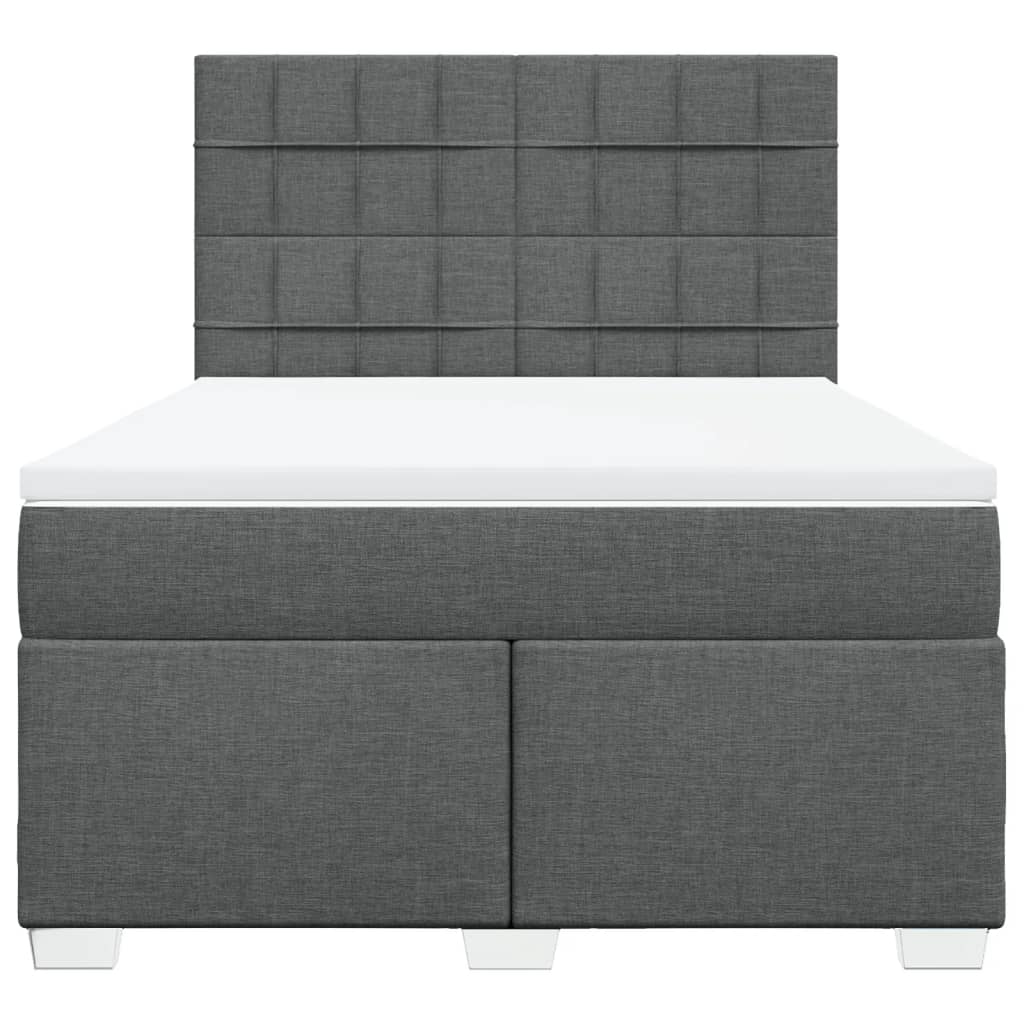 Sommier à lattes de lit avec matelas Gris foncé 140x190cm Tissu - XIOS
