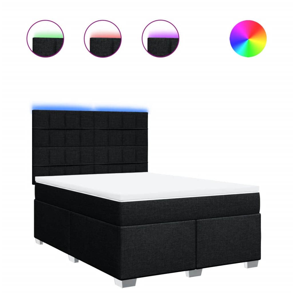 Sommier à lattes de lit avec matelas Noir 140x190 cm Tissu - XIOS