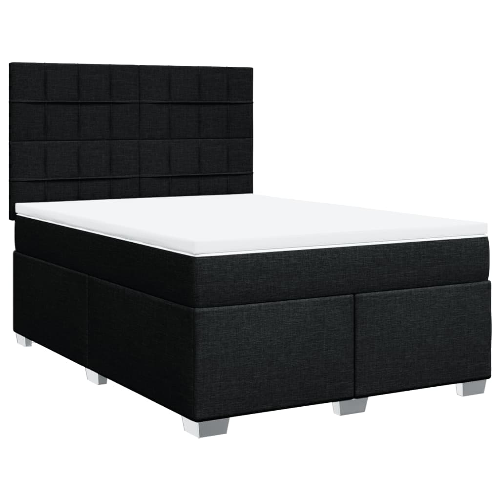 Sommier à lattes de lit avec matelas Noir 140x190 cm Tissu - XIOS