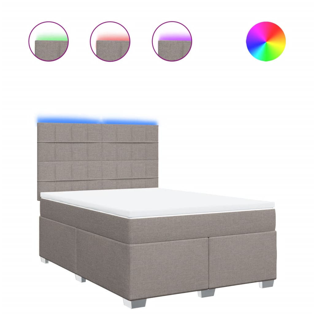 Sommier à lattes de lit avec matelas Taupe 140x190 cm Tissu - XIOS