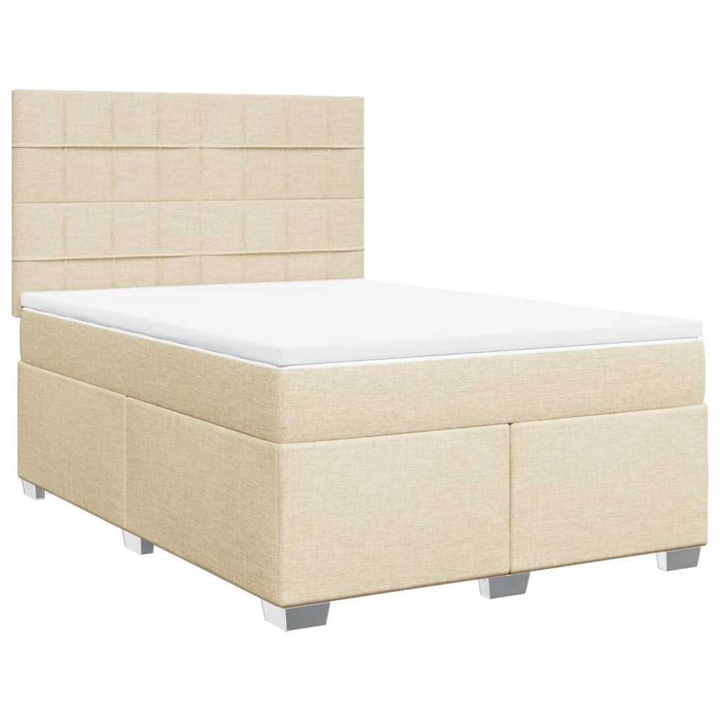 Sommier à lattes de lit avec matelas Crème 140x190 cm Tissu - XIOS