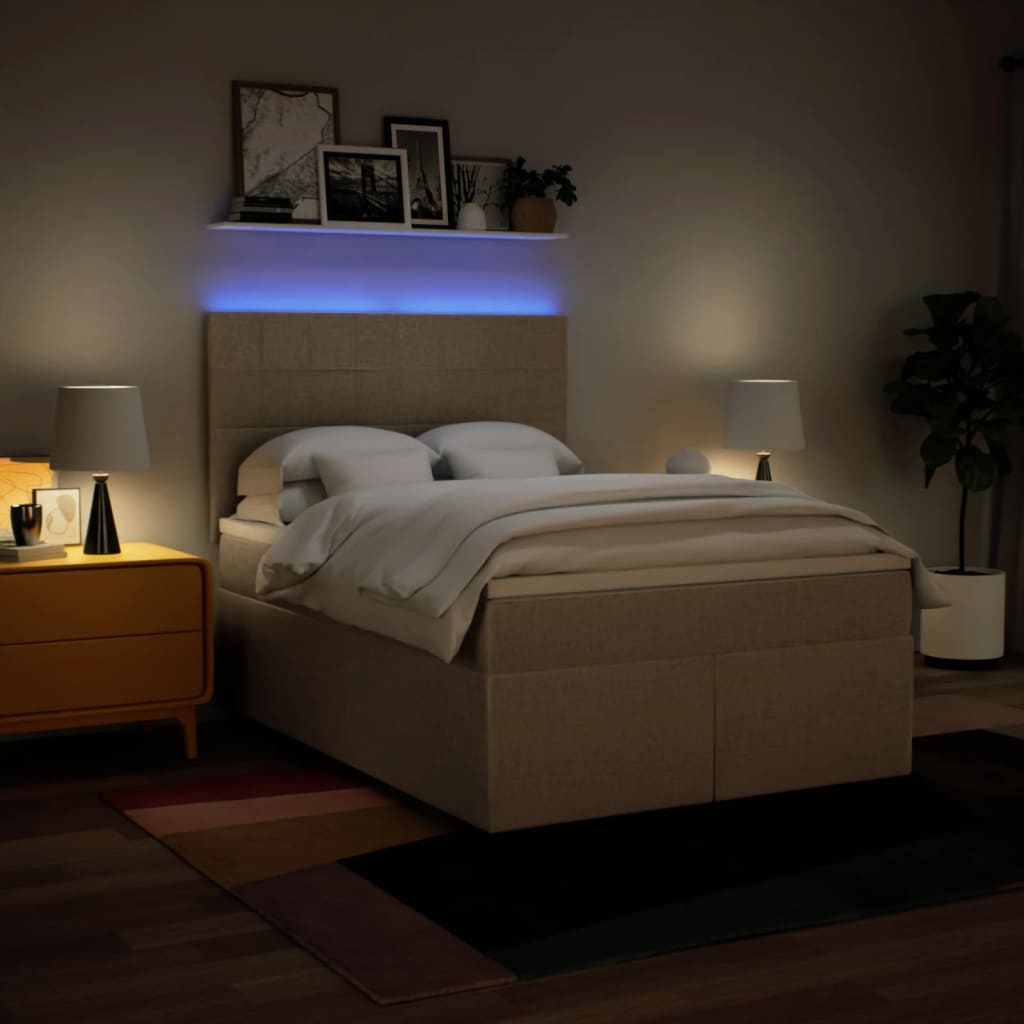 Sommier à lattes de lit avec matelas Crème 140x190 cm Tissu - XIOS
