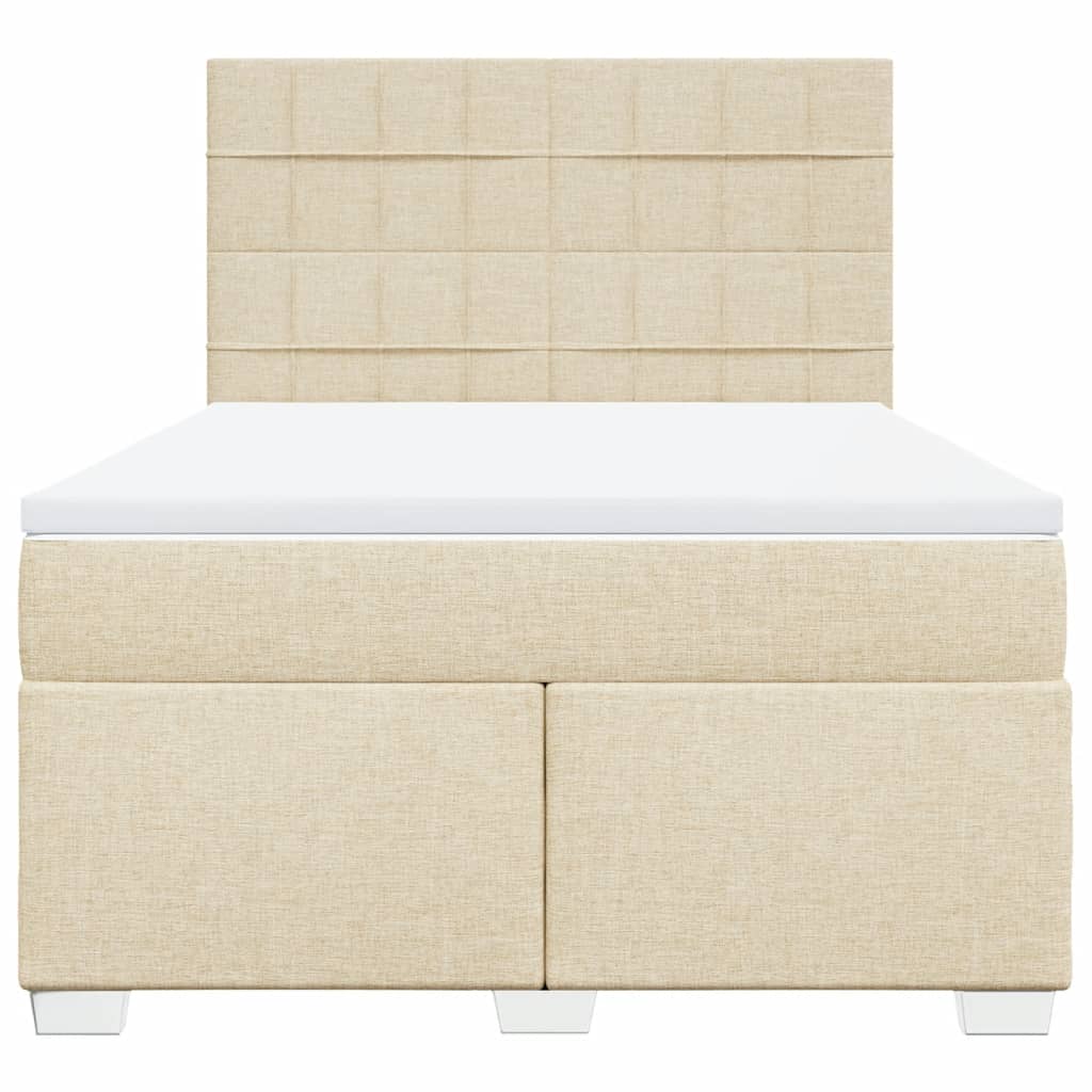 Sommier à lattes de lit avec matelas Crème 140x190 cm Tissu - XIOS