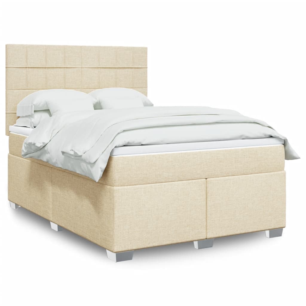 Sommier à lattes de lit avec matelas Crème 140x190 cm Tissu - XIOS