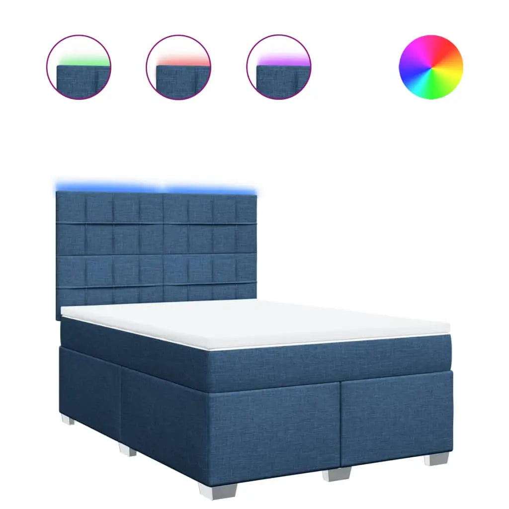 Sommier à lattes de lit avec matelas Bleu 140x190 cm Tissu - XIOS