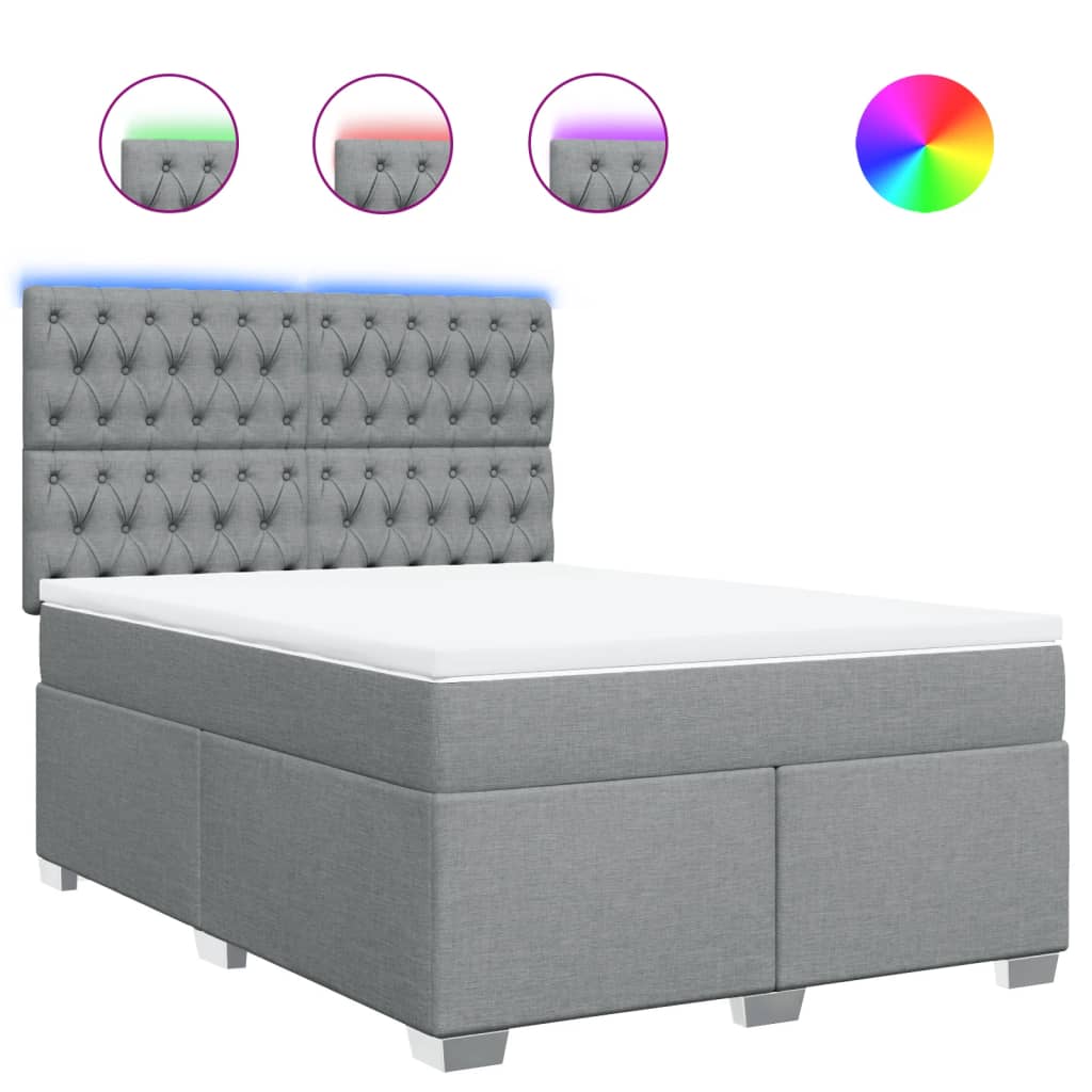 Sommier à lattes de lit avec matelas Gris clair 140x190cm Tissu - XIOS