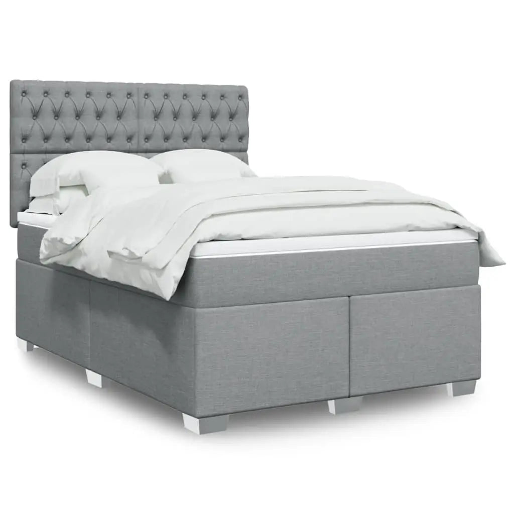 Sommier à lattes de lit avec matelas Gris clair 140x190cm Tissu - XIOS