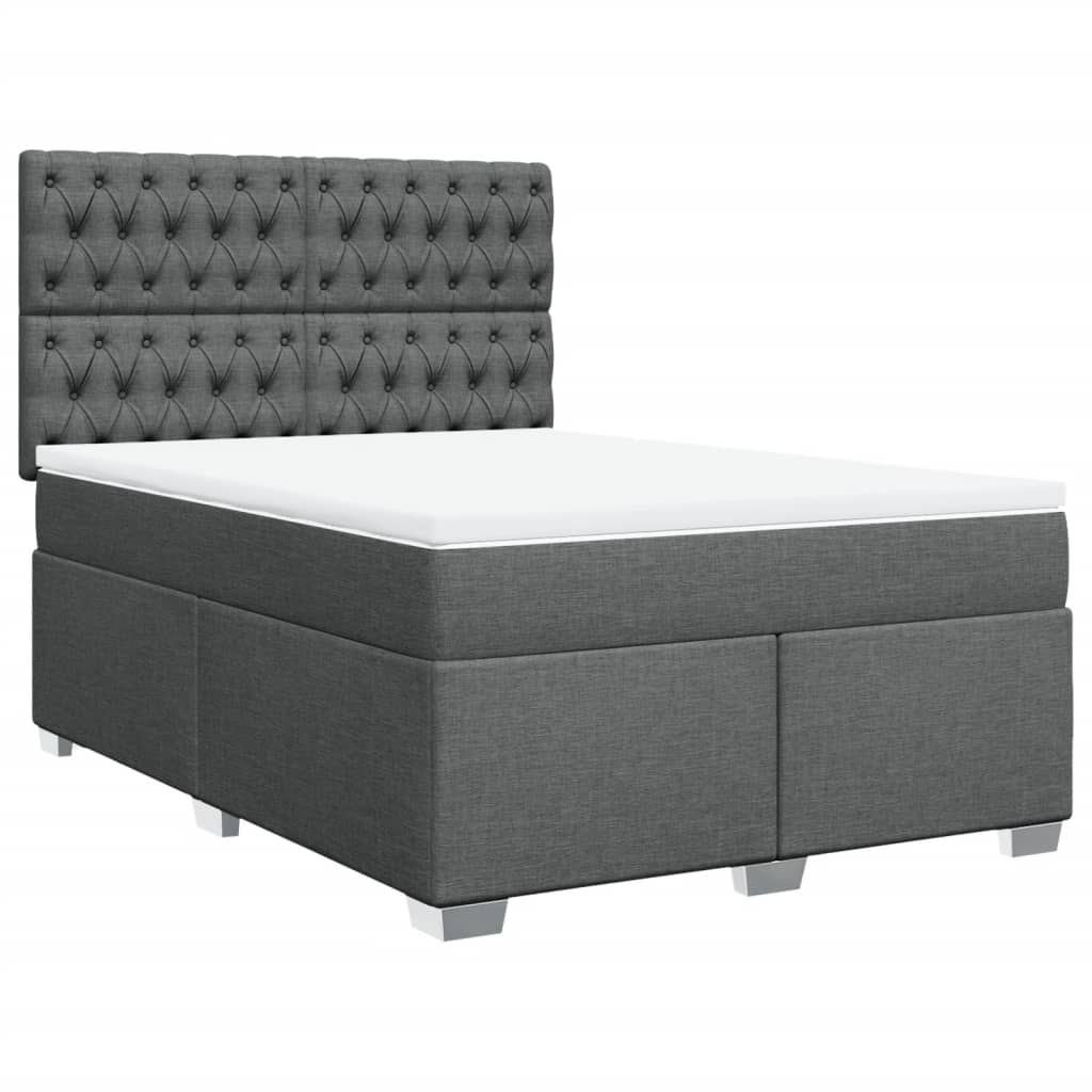 Sommier à lattes de lit avec matelas Gris foncé 140x190cm Tissu - XIOS