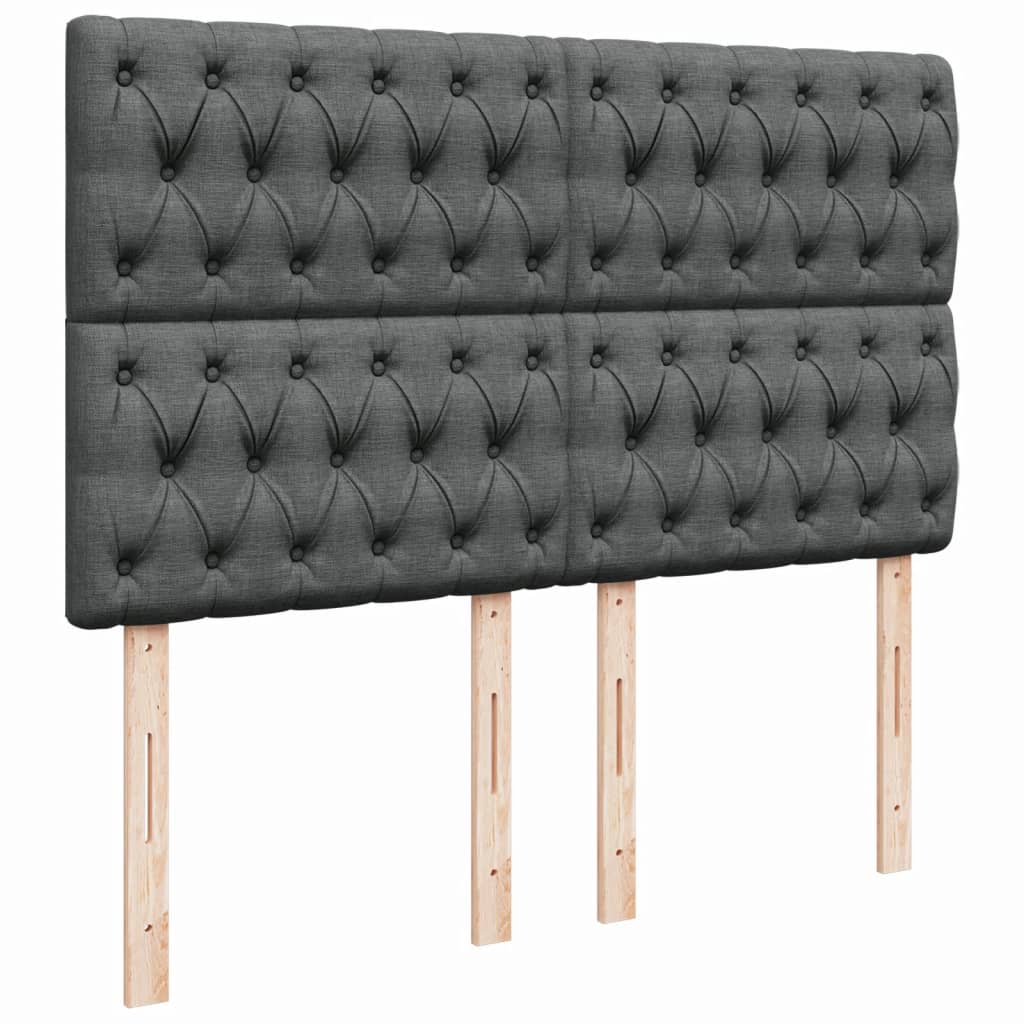 Sommier à lattes de lit avec matelas Gris foncé 140x190cm Tissu - XIOS