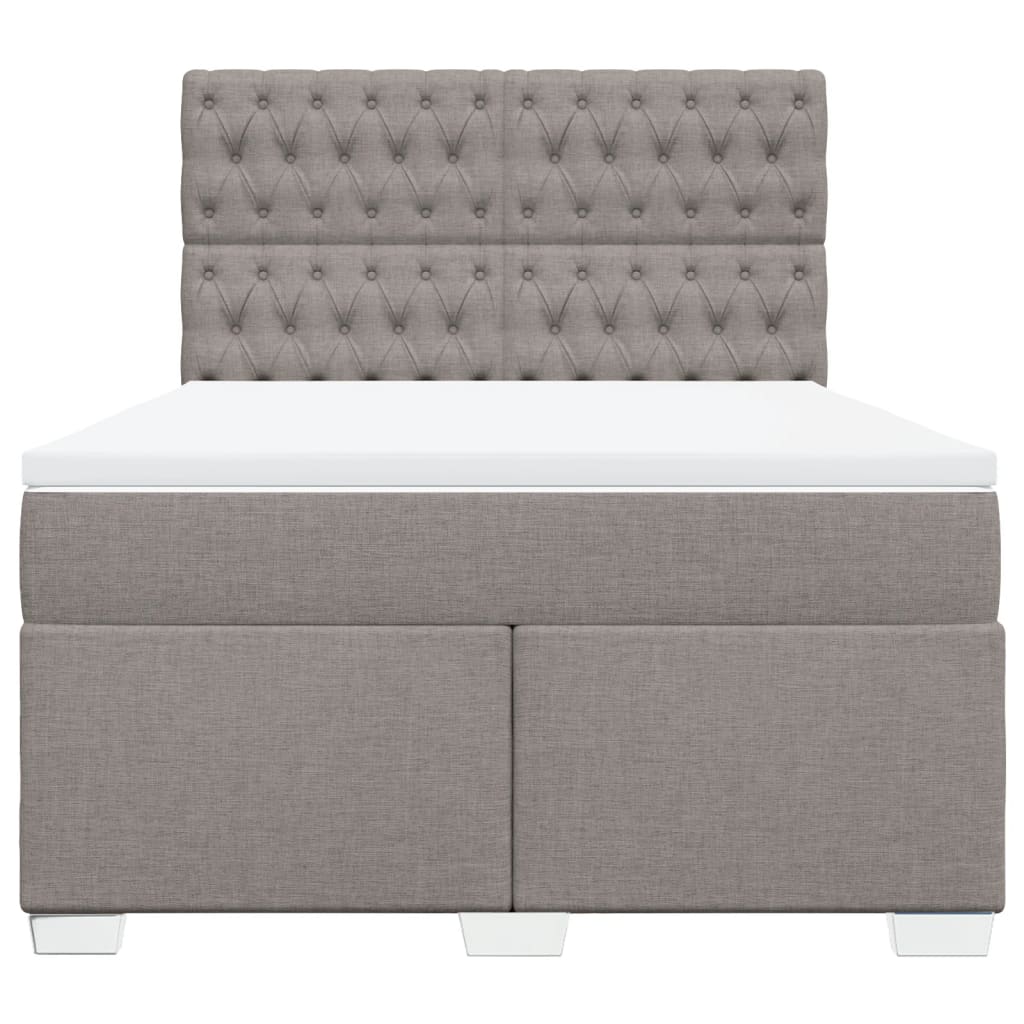 Sommier à lattes de lit avec matelas Taupe 140x190 cm Tissu - XIOS
