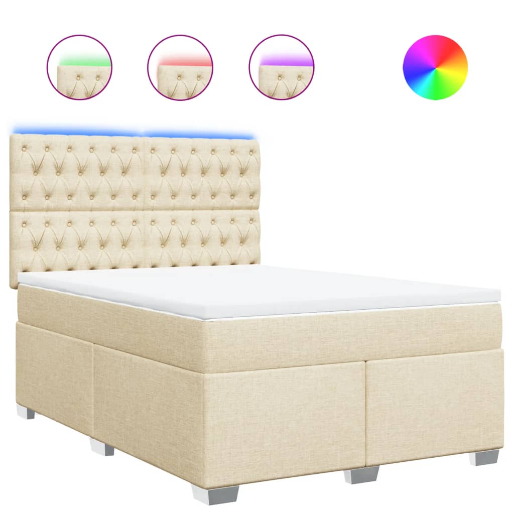 Sommier à lattes de lit avec matelas Crème 140x190 cm Tissu - XIOS