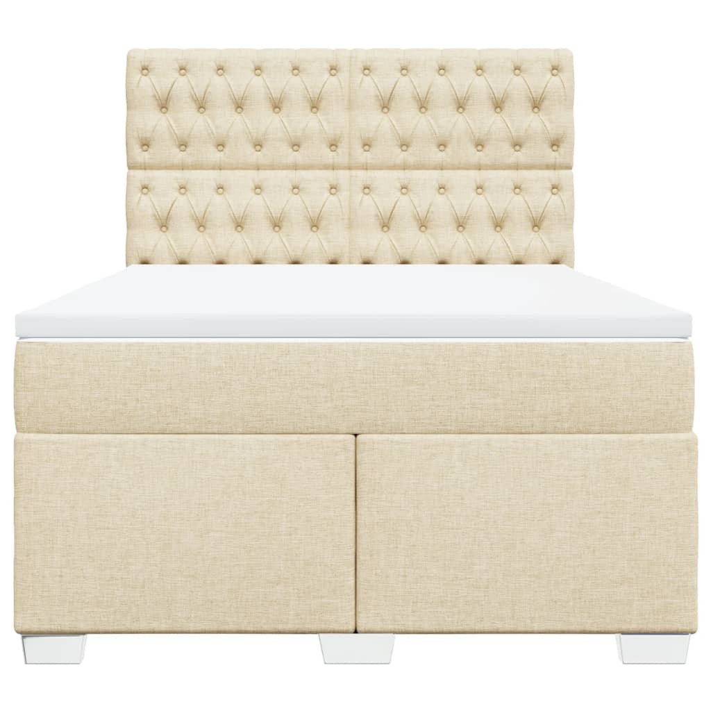 Sommier à lattes de lit avec matelas Crème 140x190 cm Tissu - XIOS