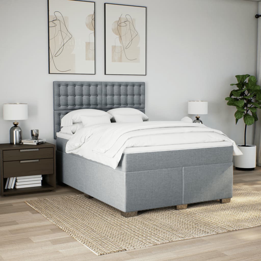 Sommier à lattes de lit avec matelas Gris clair 140x190cm Tissu - XIOS