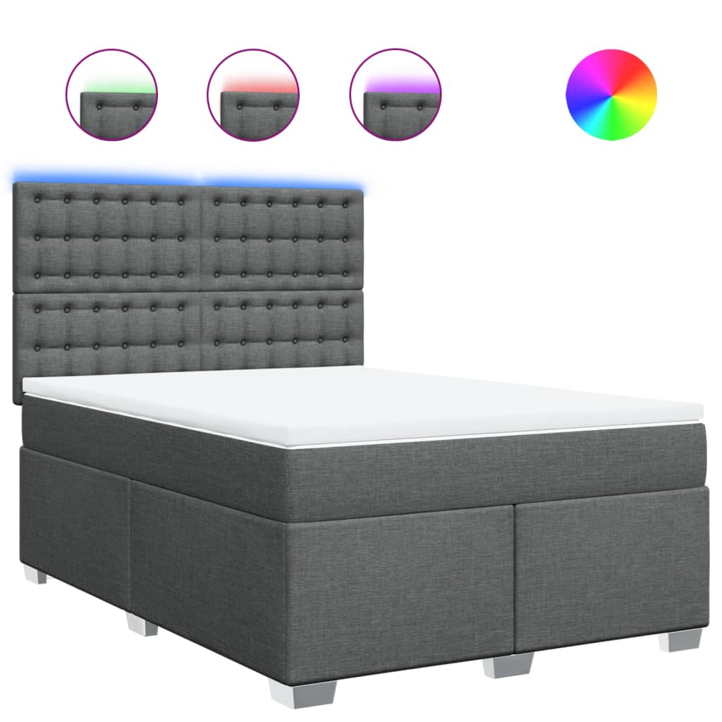 Sommier à lattes de lit avec matelas Gris foncé 140x190cm Tissu