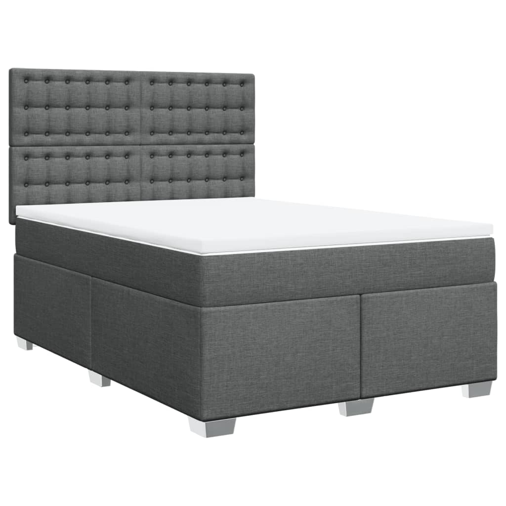 Sommier à lattes de lit avec matelas Gris foncé 140x190cm Tissu - XIOS