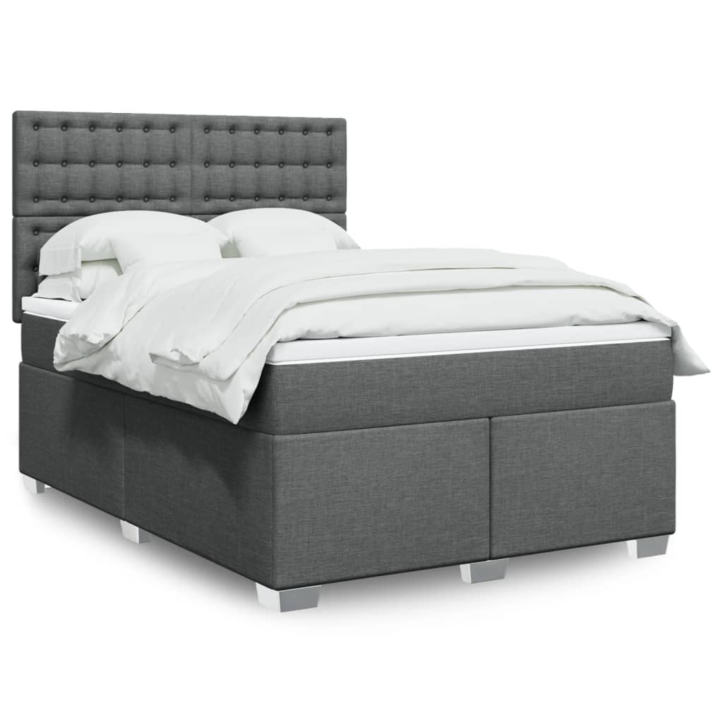 Sommier à lattes de lit avec matelas Gris foncé 140x190cm Tissu - XIOS