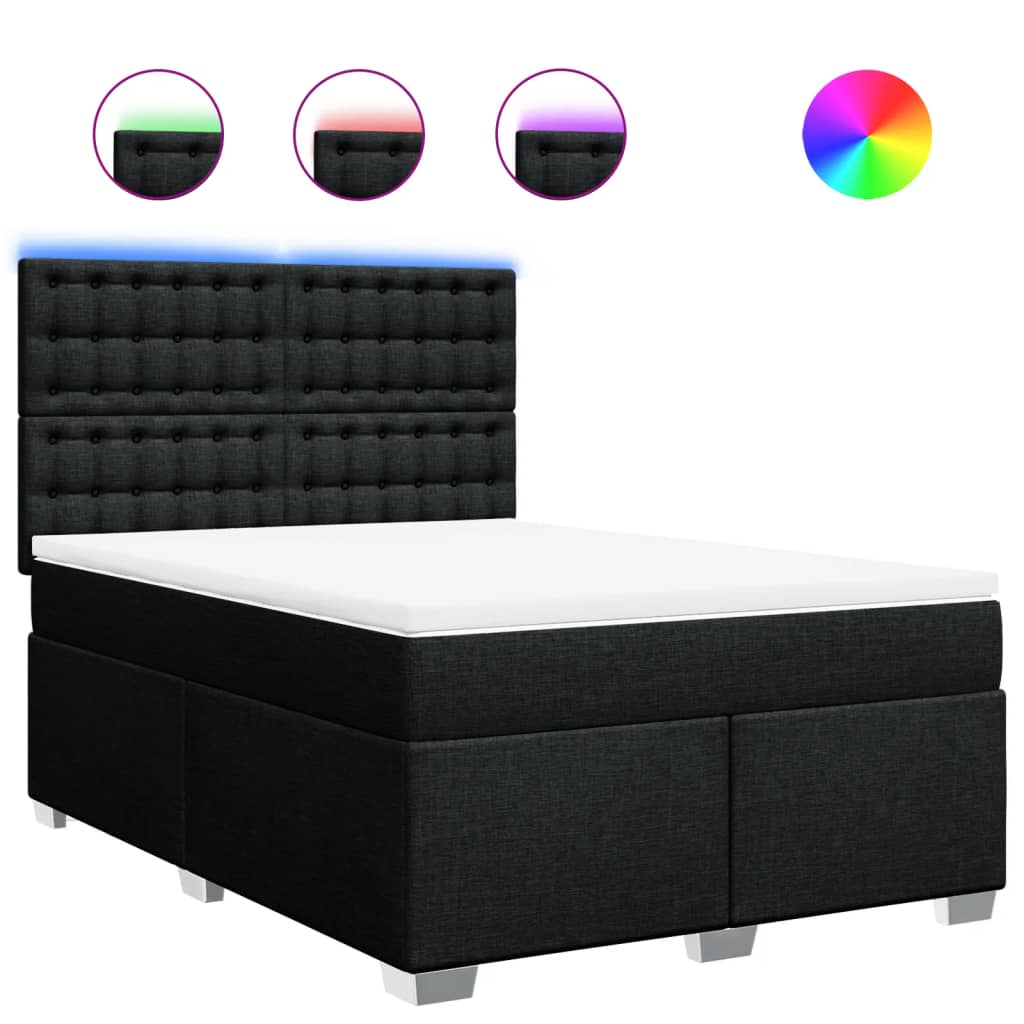 Sommier à lattes de lit avec matelas Noir 140x190 cm Tissu - XIOS