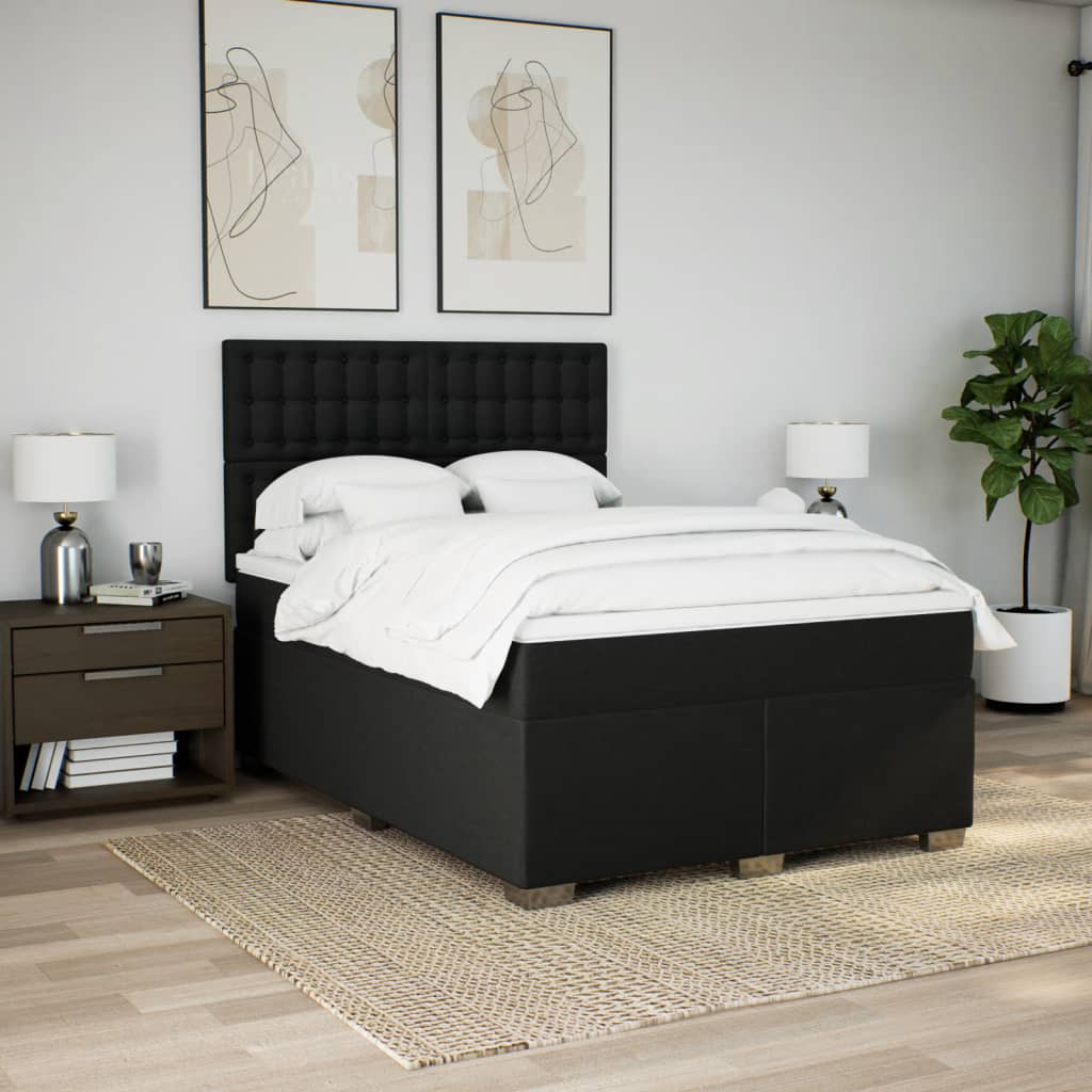 Sommier à lattes de lit avec matelas Noir 140x190 cm Tissu - XIOS