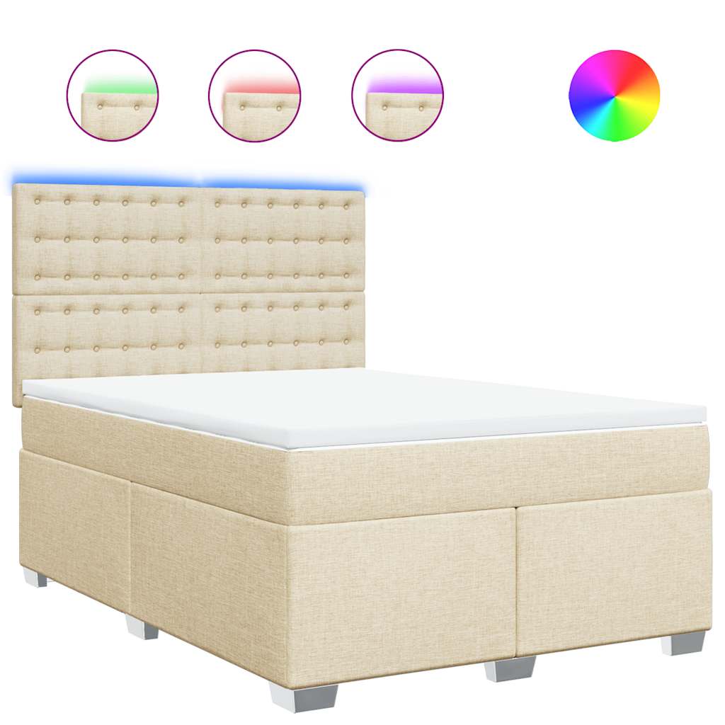Sommier à lattes de lit avec matelas Crème 140x190 cm Tissu - XIOS