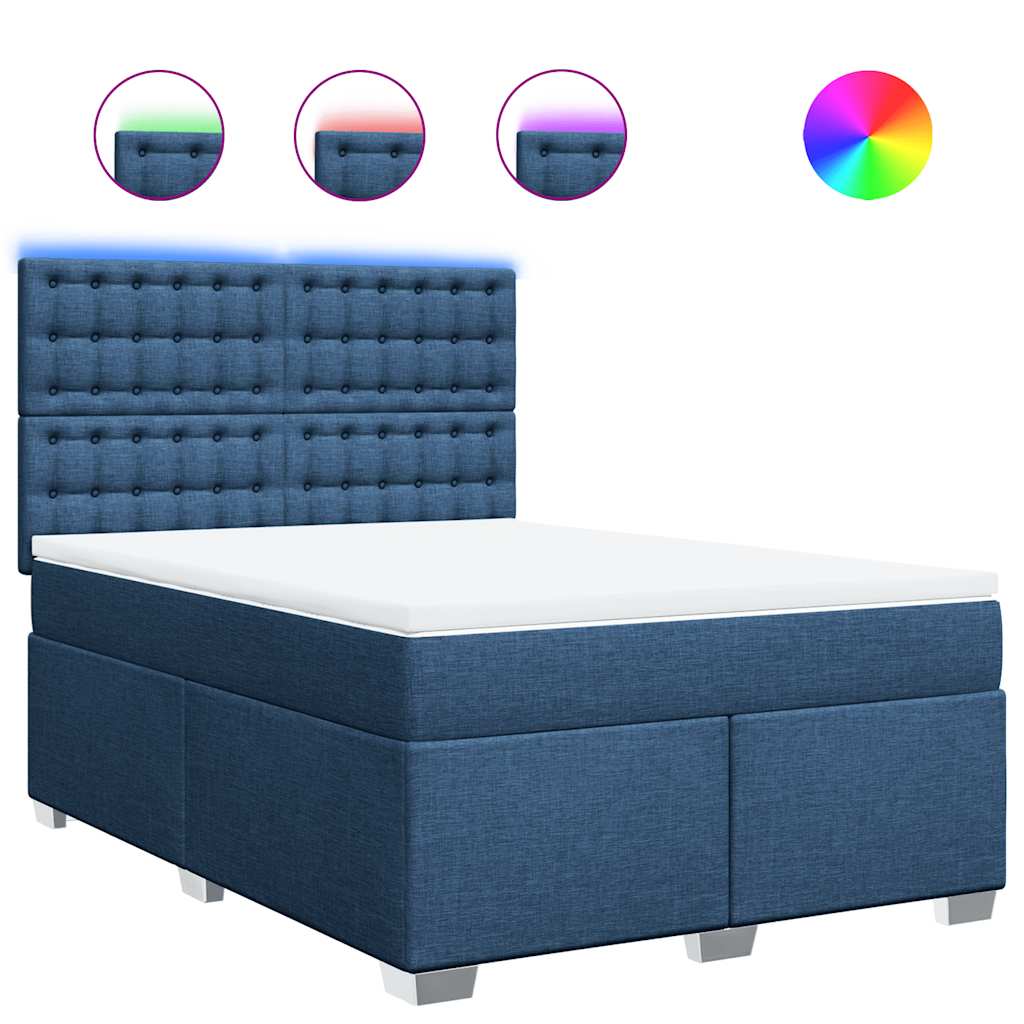 Sommier à lattes de lit avec matelas Bleu 140x190 cm Tissu - XIOS