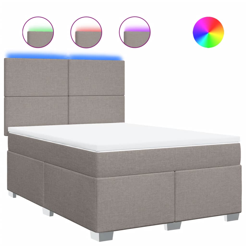 Sommier à lattes de lit avec matelas Taupe 140x200 cm Tissu - XIOS