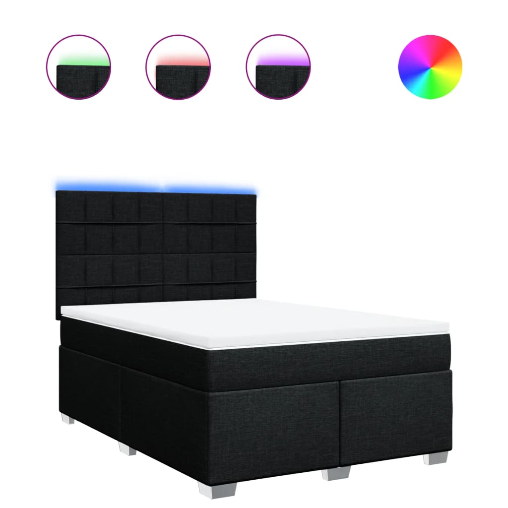 Sommier à lattes de lit avec matelas Noir 140x200 cm Tissu - XIOS