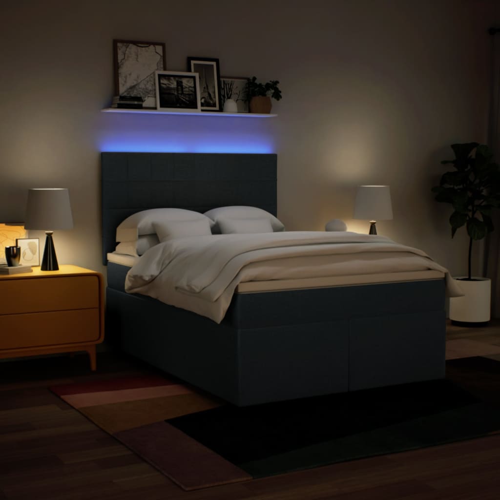 Sommier à lattes de lit avec matelas Bleu 140x200 cm Tissu - XIOS