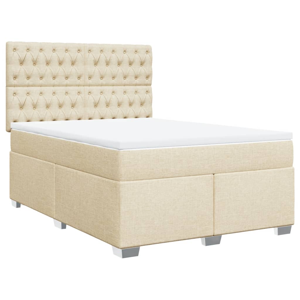 Sommier à lattes de lit avec matelas Crème 140x200 cm Tissu - XIOS