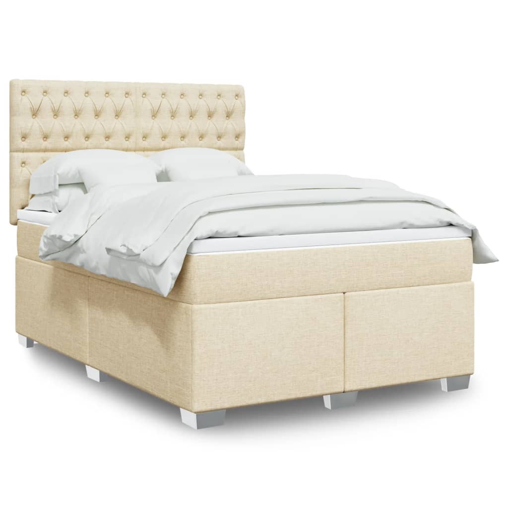 Sommier à lattes de lit avec matelas Crème 140x200 cm Tissu - XIOS