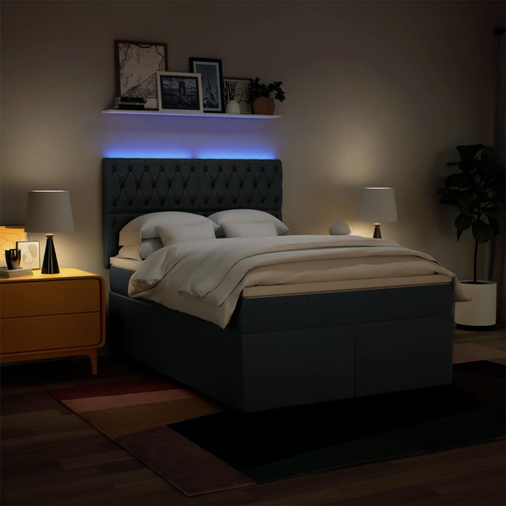 Sommier à lattes de lit avec matelas Bleu 140x200 cm Tissu - XIOS