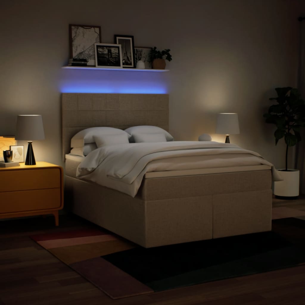 Sommier à lattes de lit avec matelas Crème 160x200 cm Tissu - XIOS