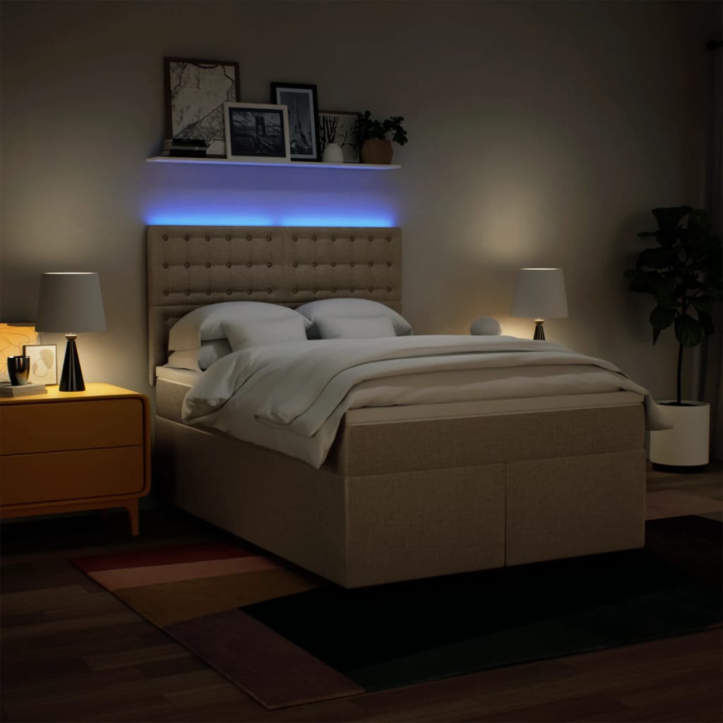 Sommier à lattes de lit avec matelas Crème 160x200 cm Tissu - XIOS