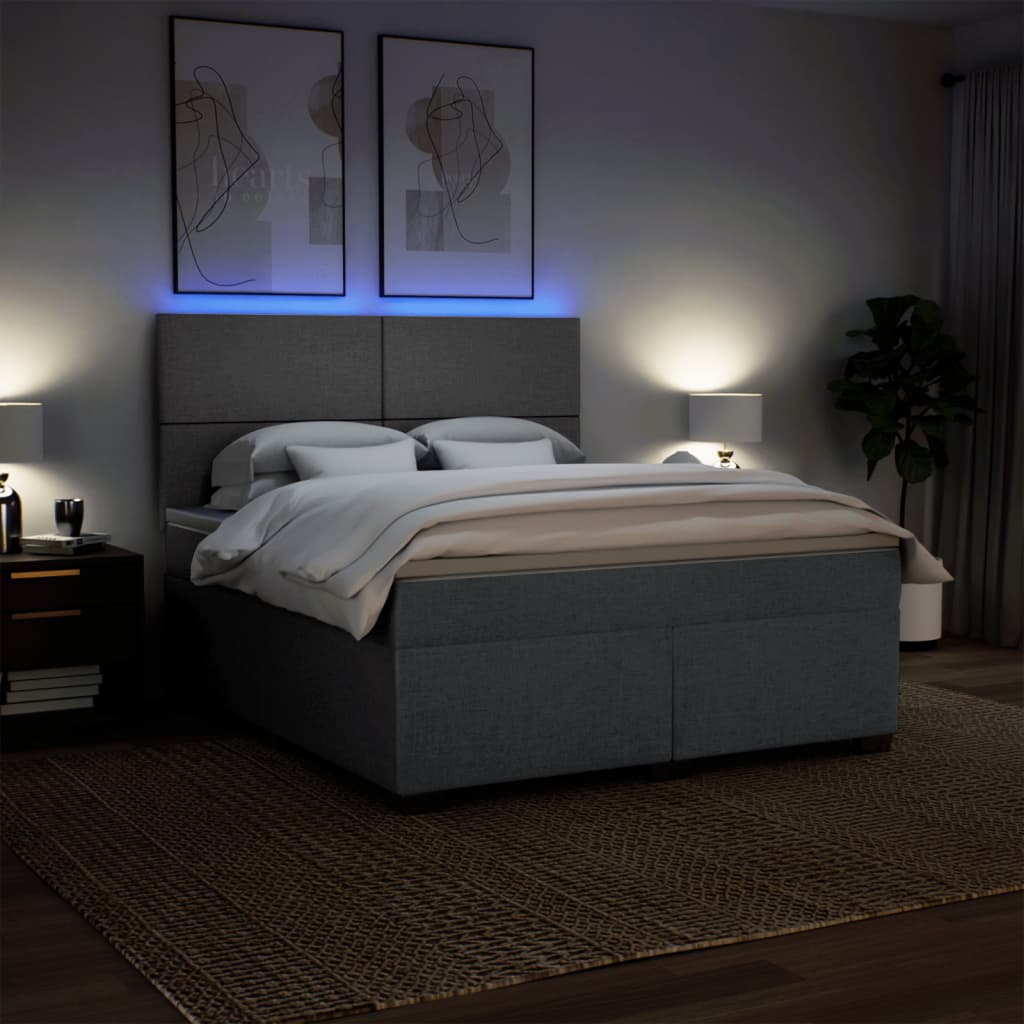 Sommier à lattes de lit avec matelas Gris foncé 180x200cm Tissu - XIOS