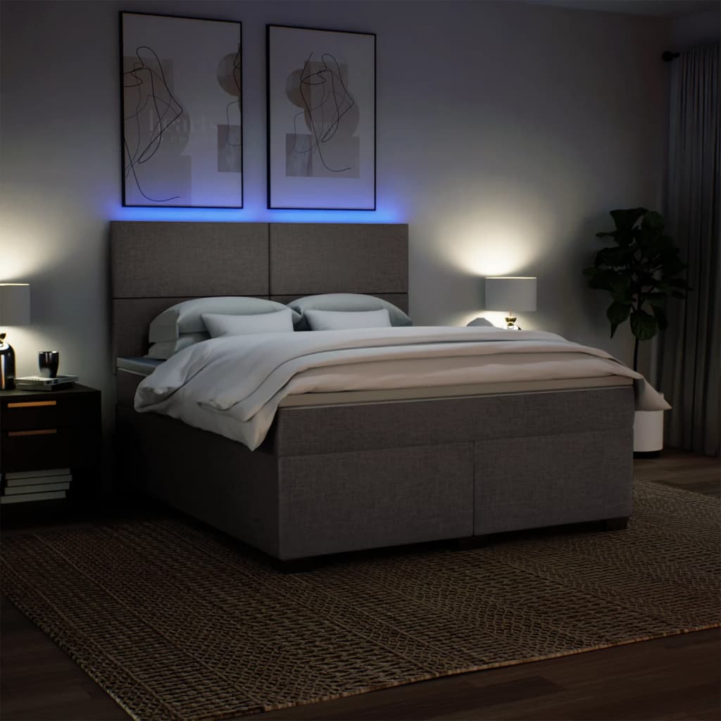 Sommier à lattes de lit avec matelas Taupe 180x200 cm Tissu - XIOS