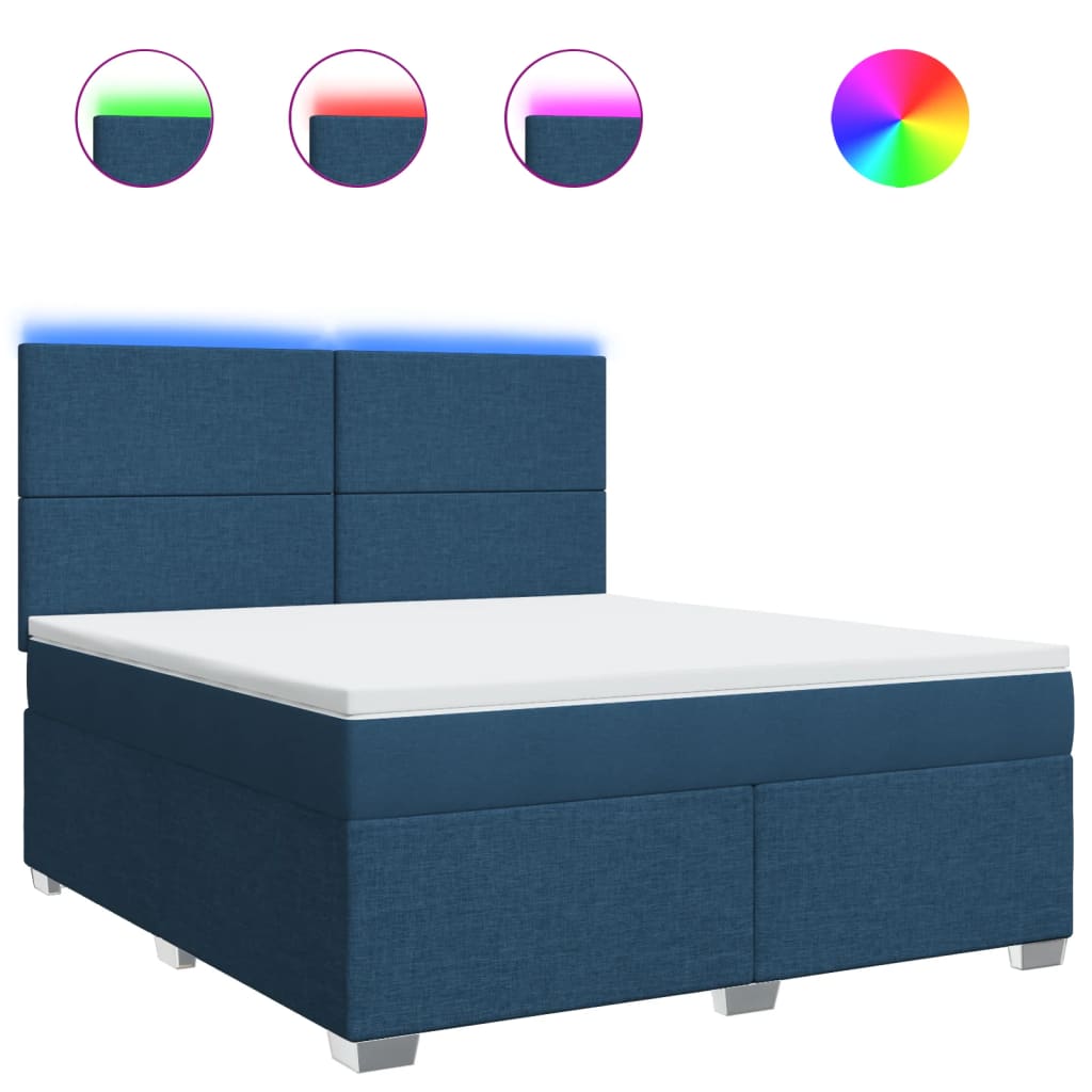 Sommier à lattes de lit avec matelas Bleu 180x200 cm Tissu - XIOS