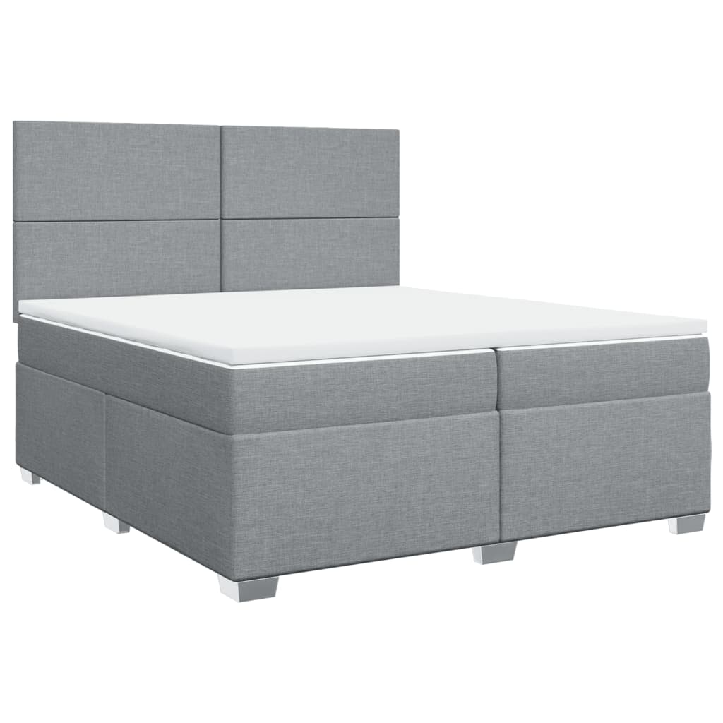 Sommier à lattes de lit avec matelas Gris clair 200x200cm Tissu - XIOS