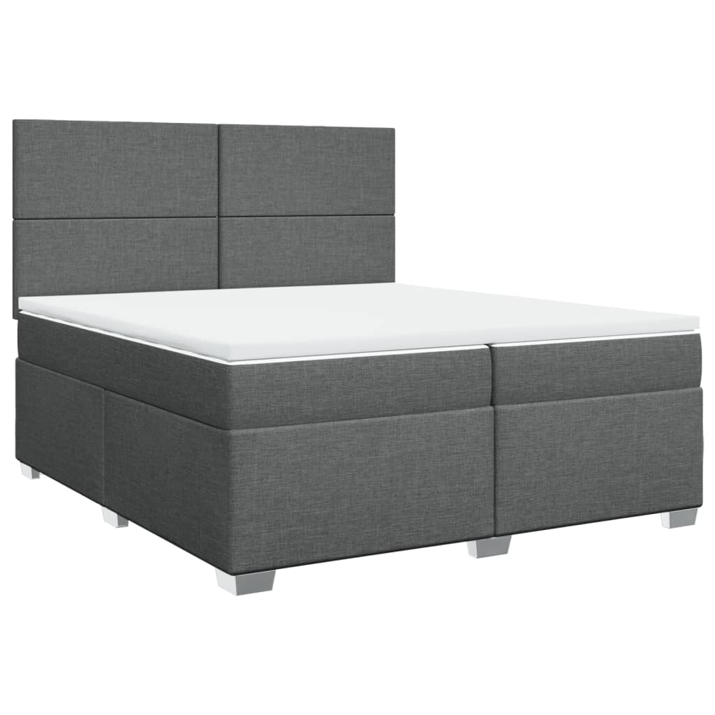 Sommier à lattes de lit avec matelas Gris foncé 200x200cm Tissu - XIOS