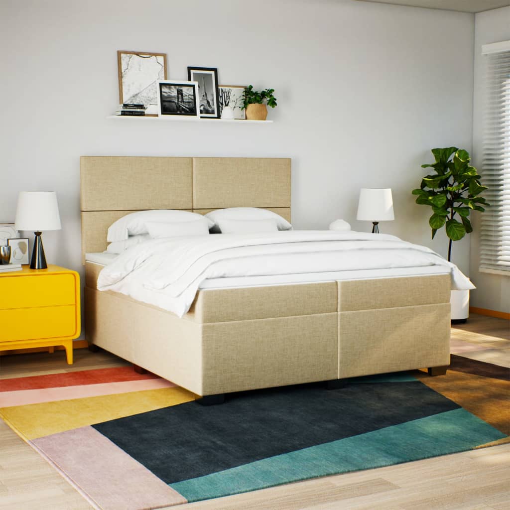 Sommier à lattes de lit avec matelas Crème 200x200 cm Tissu - XIOS