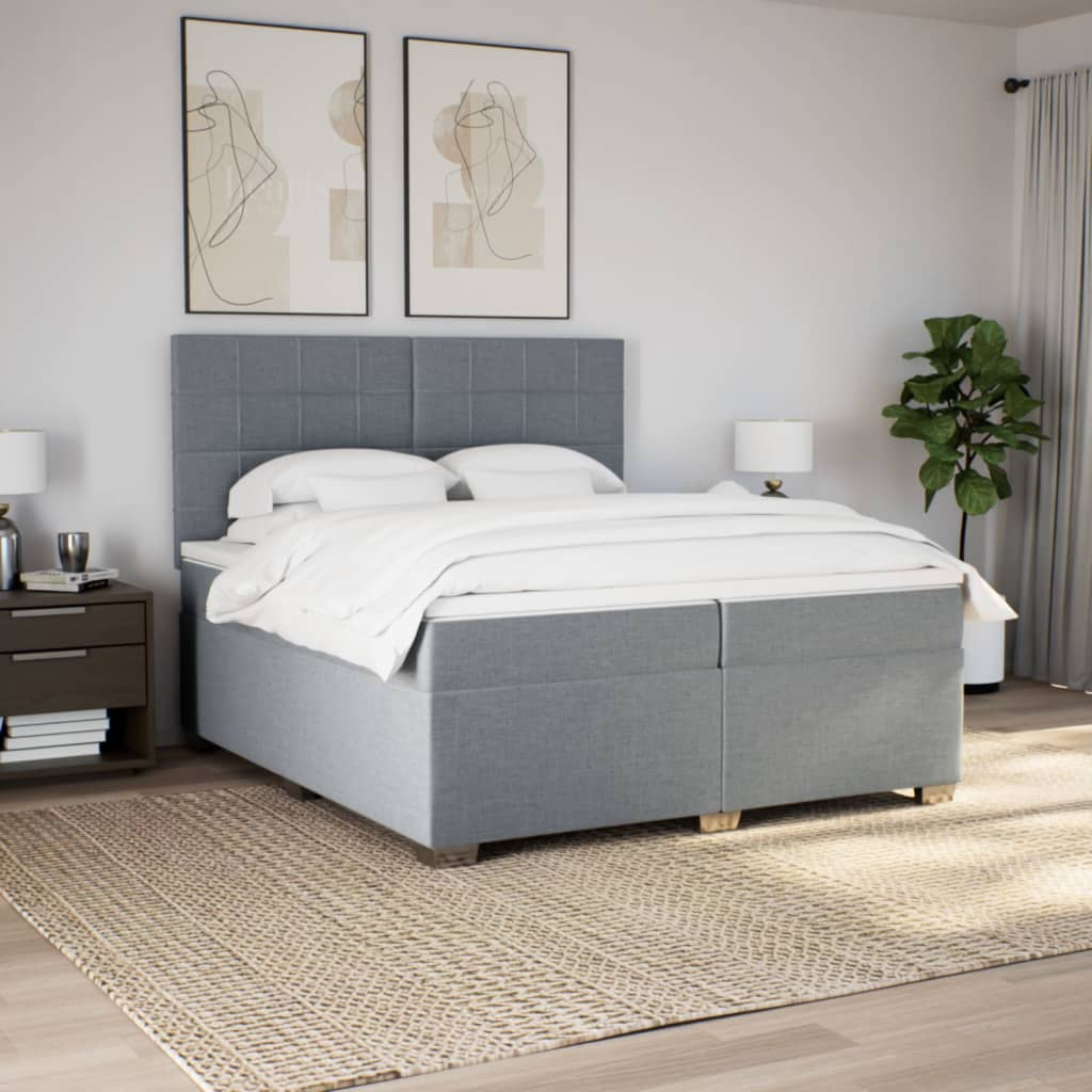 Sommier à lattes de lit avec matelas Gris clair 200x200cm Tissu - XIOS