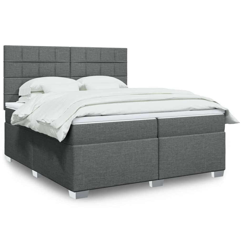 Sommier à lattes de lit avec matelas Gris foncé 200x200cm Tissu - XIOS