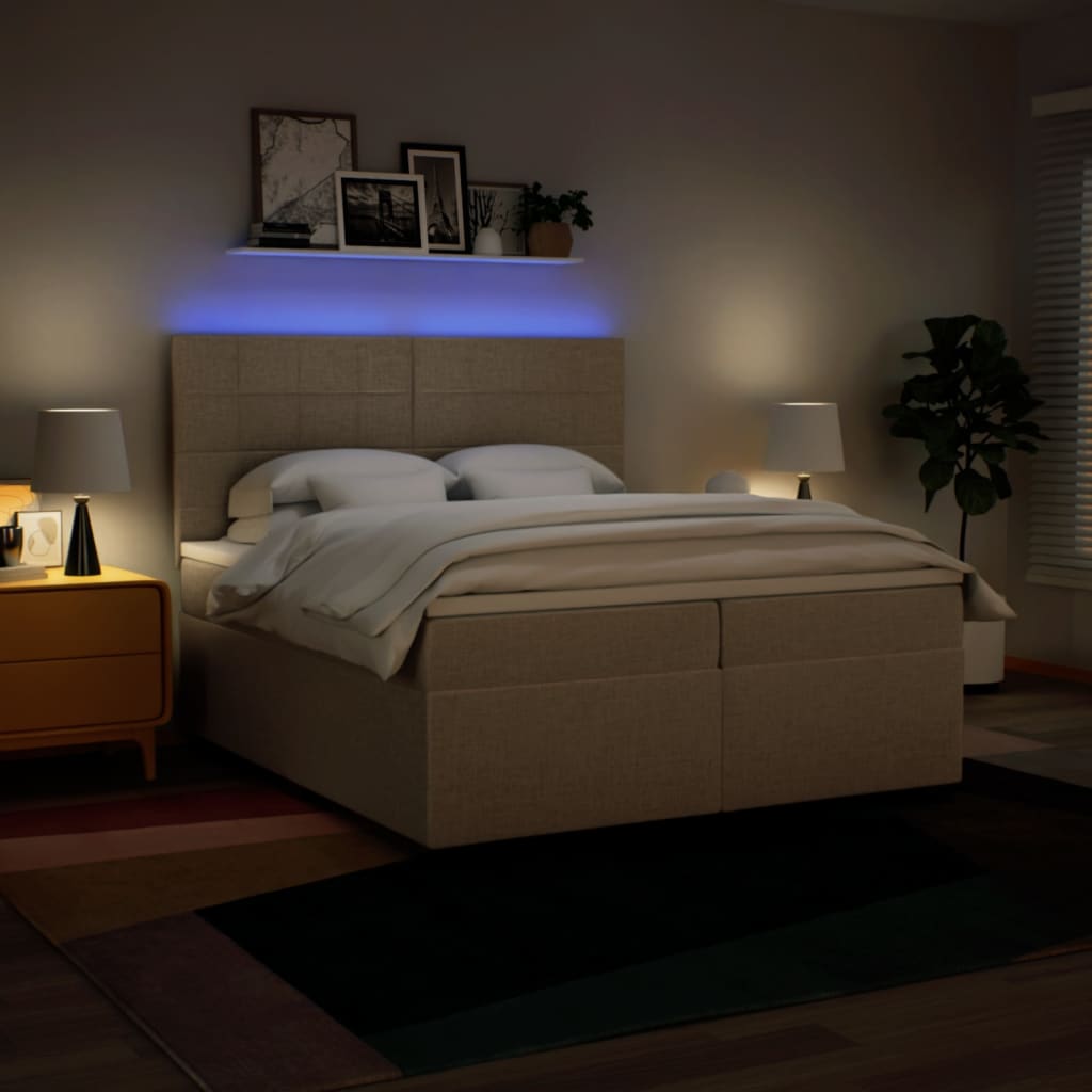 Sommier à lattes de lit avec matelas Crème 200x200 cm Tissu - XIOS