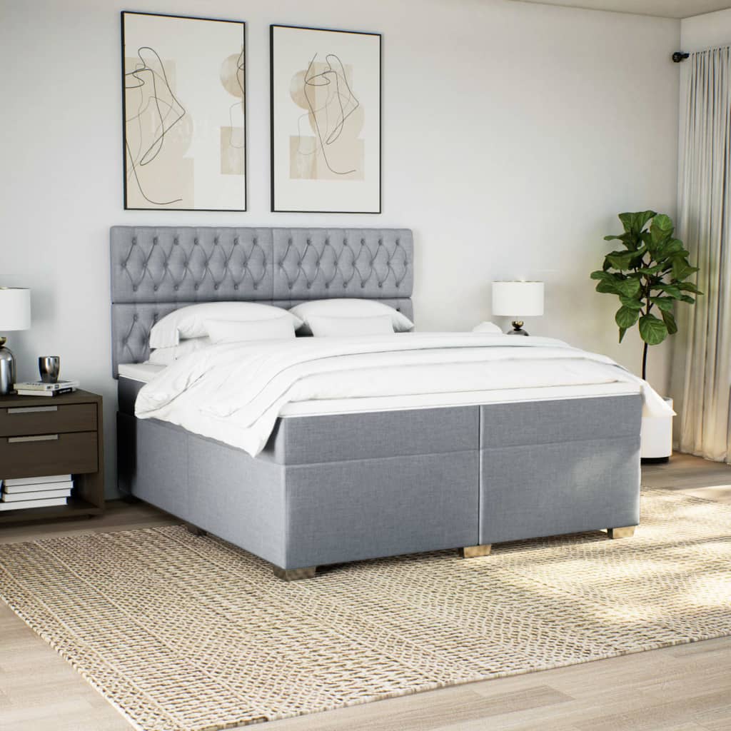 Sommier à lattes de lit avec matelas Gris clair 200x200cm Tissu - XIOS