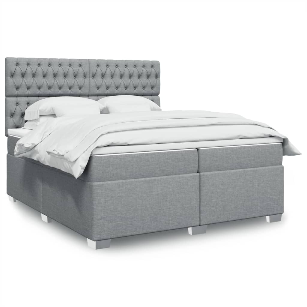 Sommier à lattes de lit avec matelas Gris clair 200x200cm Tissu - XIOS