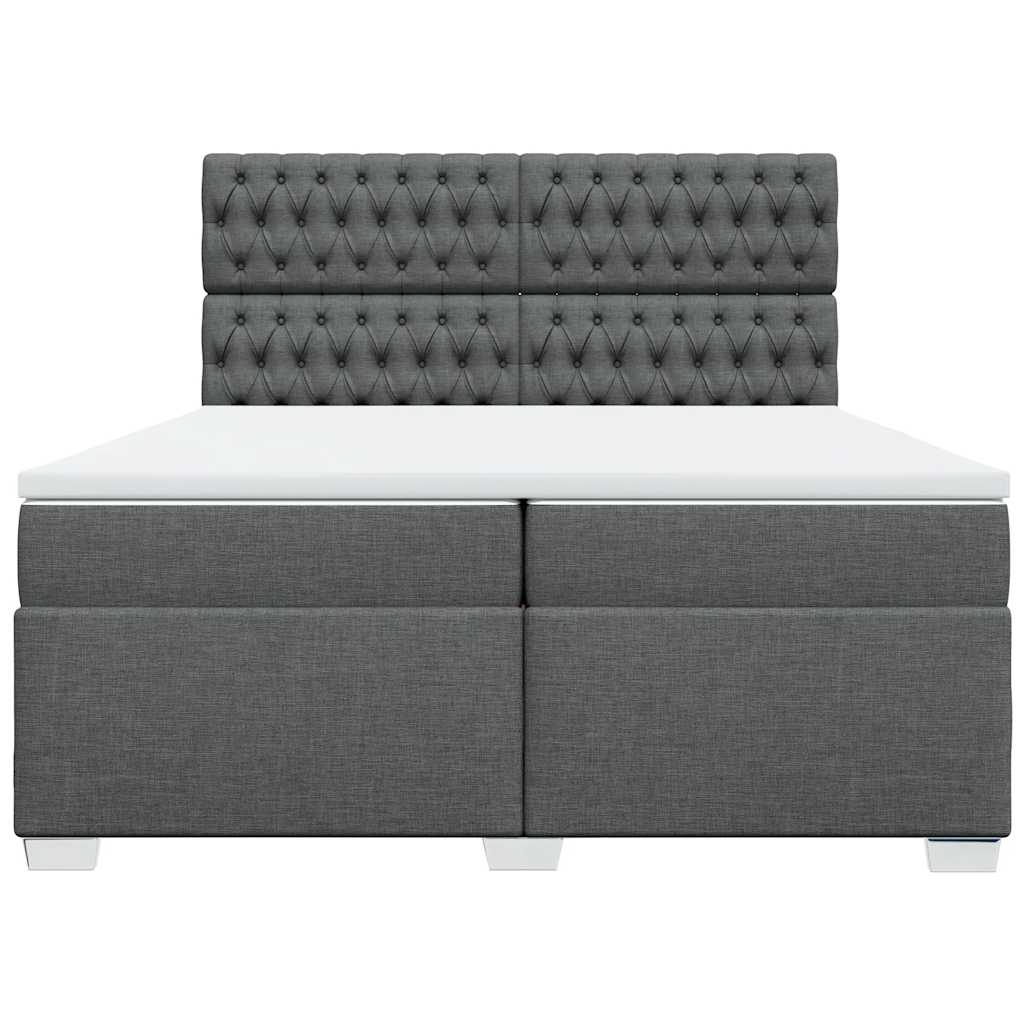 Sommier à lattes de lit avec matelas Gris foncé 200x200cm Tissu - XIOS
