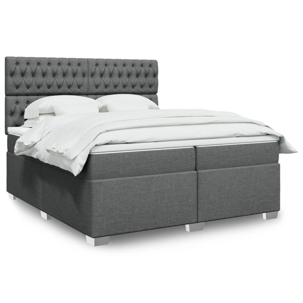 Sommier à lattes de lit avec matelas Gris foncé 200x200cm Tissu - XIOS