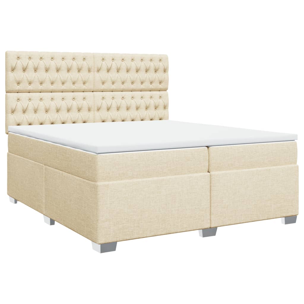Sommier à lattes de lit avec matelas Crème 200x200 cm Tissu - XIOS