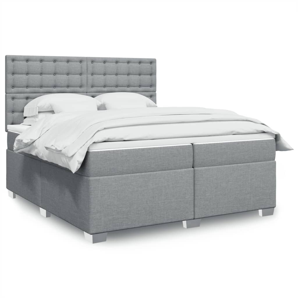 Sommier à lattes de lit avec matelas Gris clair 200x200cm Tissu - XIOS