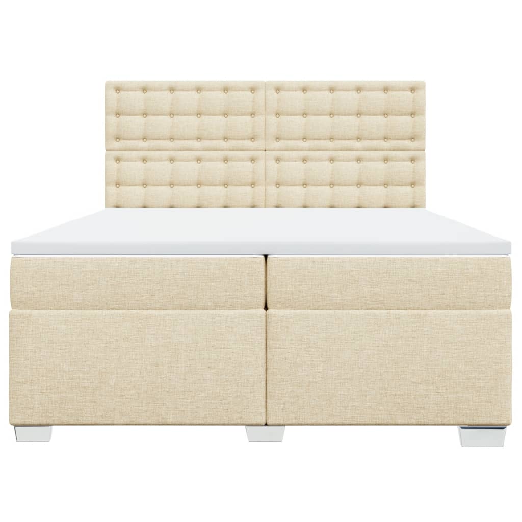 Sommier à lattes de lit avec matelas Crème 200x200 cm Tissu - XIOS