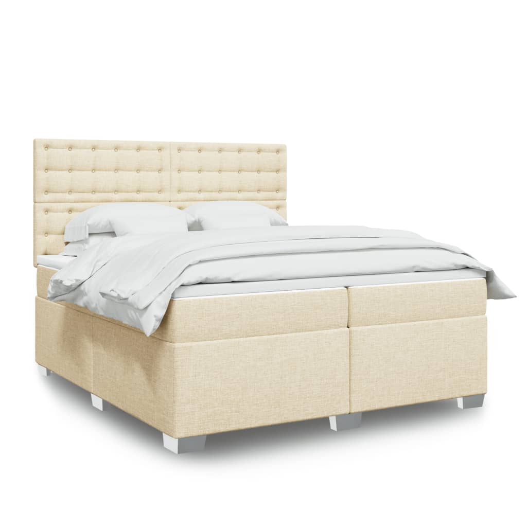 Sommier à lattes de lit avec matelas Crème 200x200 cm Tissu - XIOS