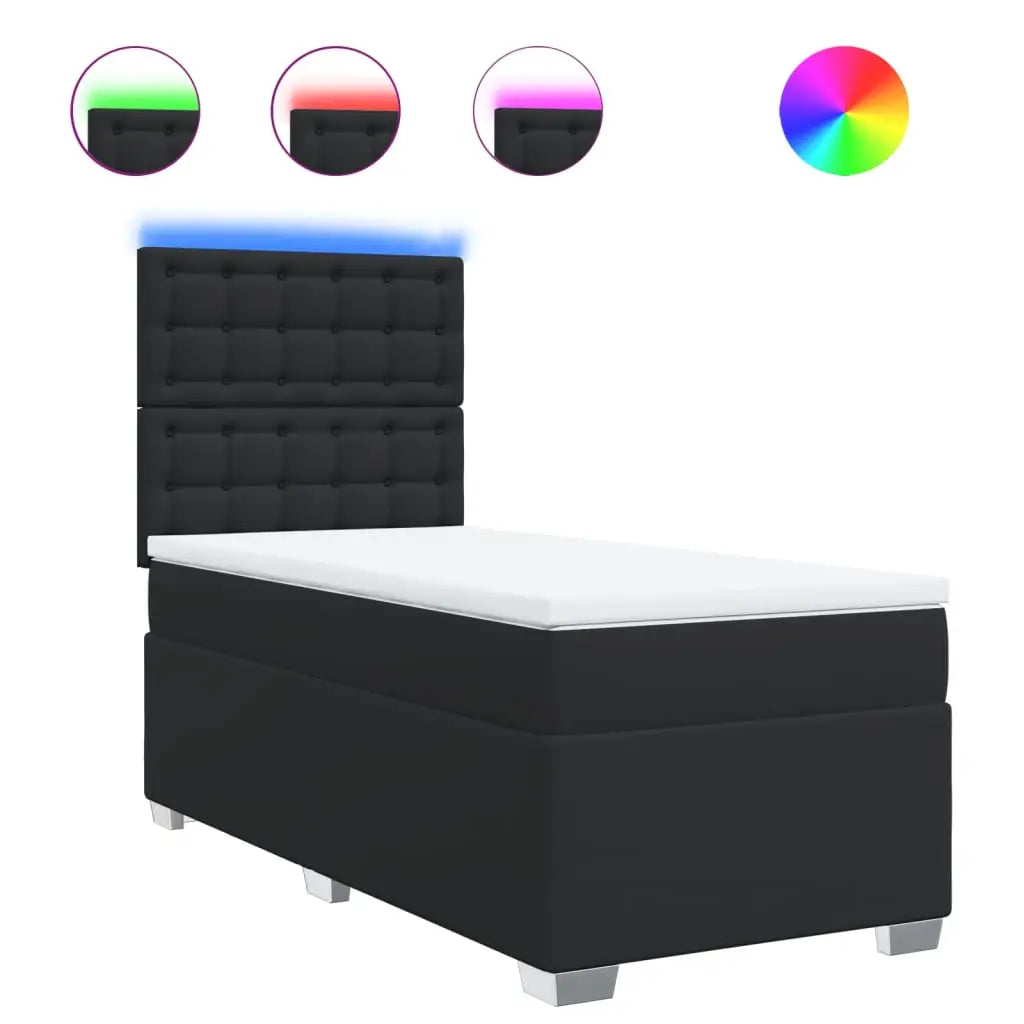 Sommier à lattes de lit avec matelas Noir 90x190 cm Similicuir - XIOS